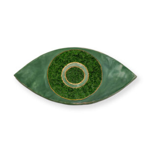 green and gold epoxy eye with green crystal